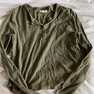 Navy Green Henley Tee